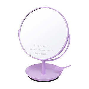 日本制圆形镜子化妆镜 带小鸟首饰盘和放大镜功能 紫色