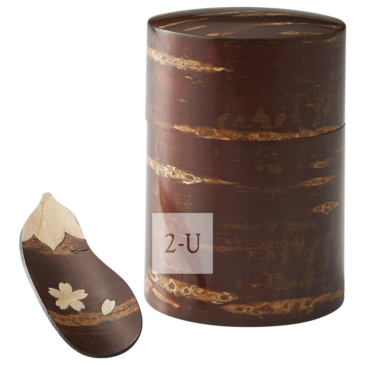 日本茶艺 桦细工 樱花皮漆器 茶筒茶勺套装木制礼盒