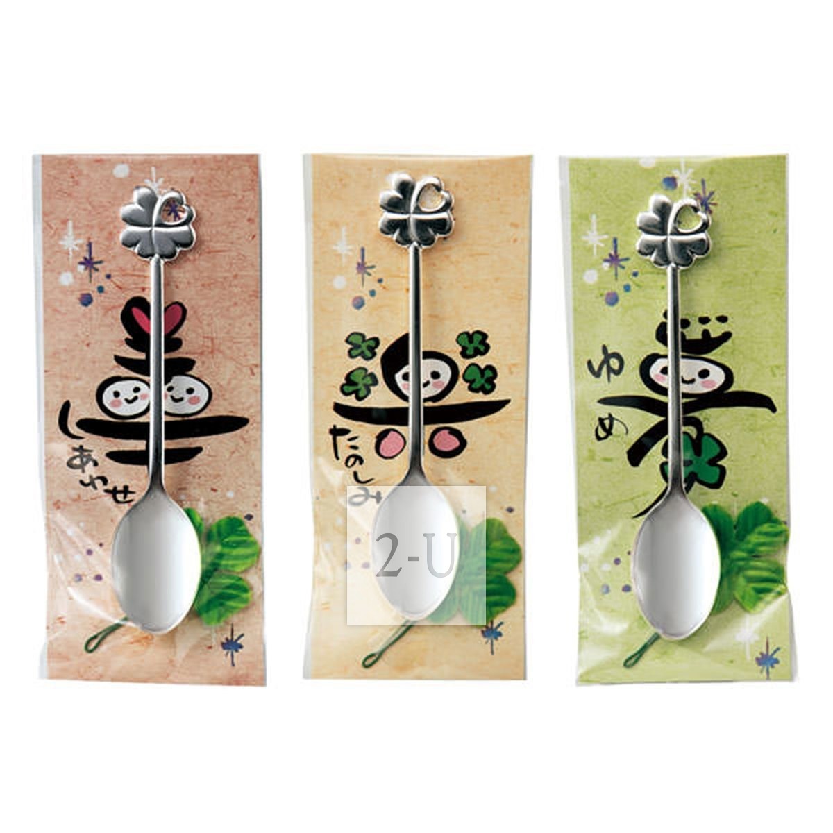 日本制 不锈钢镀银非纯银咖啡勺子 四叶幸运草 咖啡勺子 1P