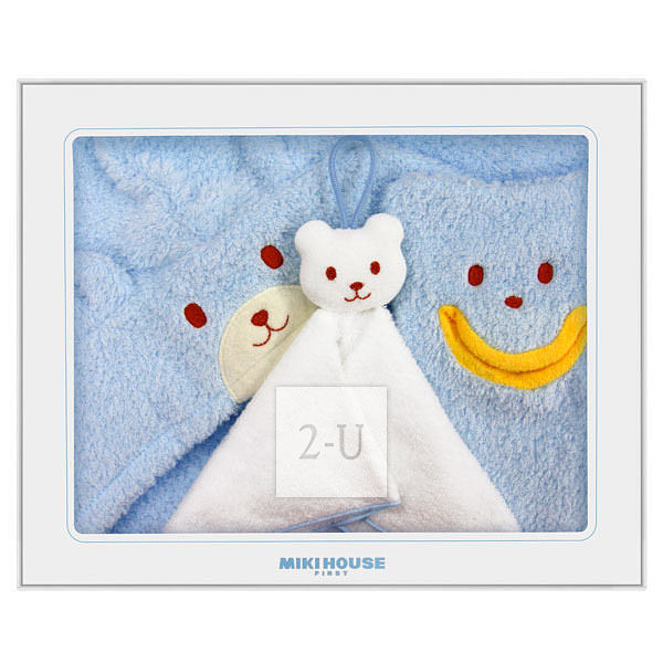 MIKI HOUSE 婴幼儿浴袍浴巾毛巾礼盒套装 淡蓝