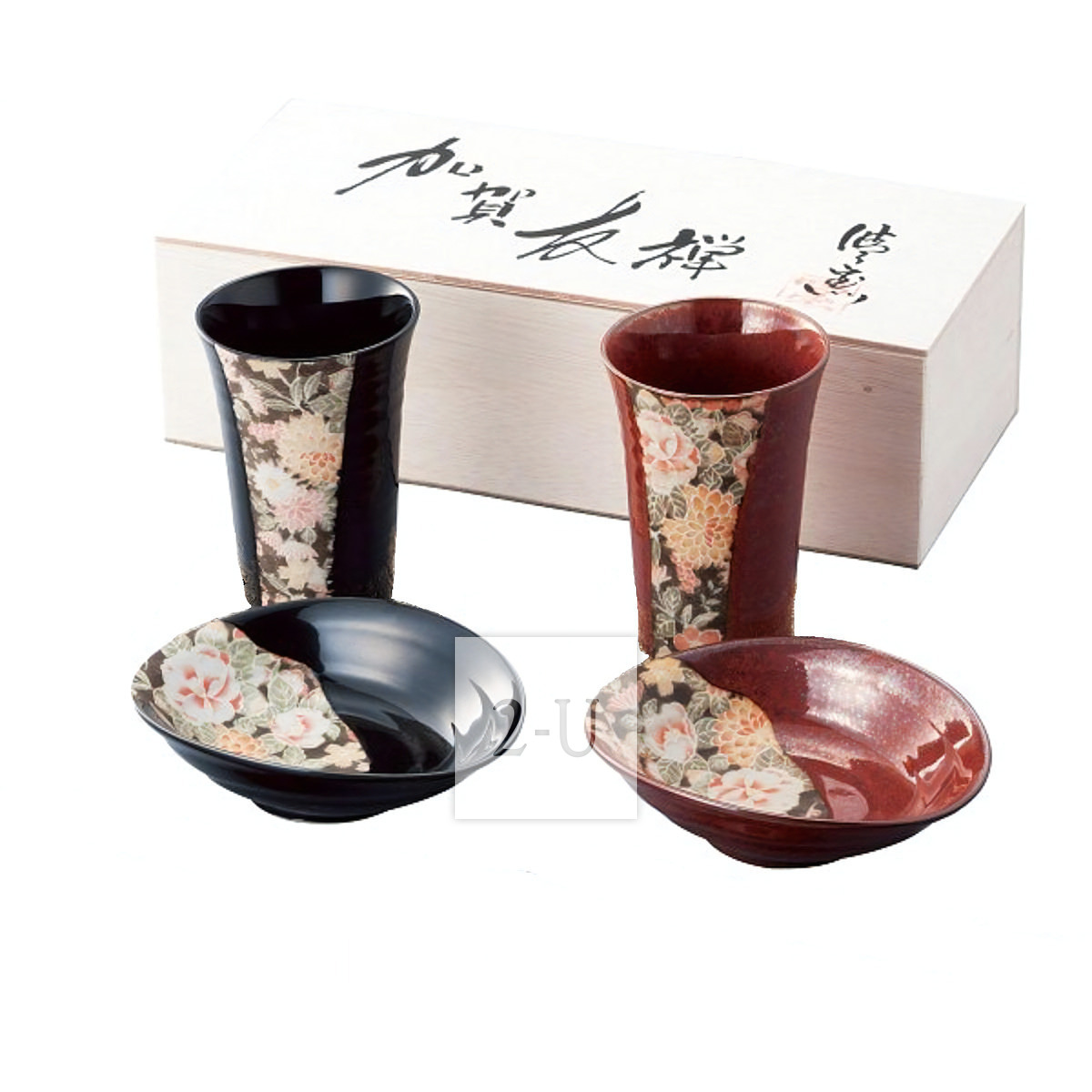 加贺友禅 夫妻情侣碗筷杯子8件套