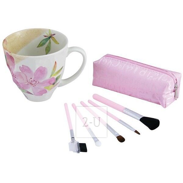 美浓烧 和蓝 花香 陶瓷马克杯 附化妆工具礼包 彩色礼盒