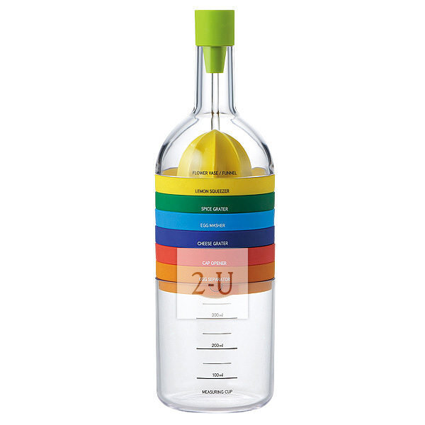 日本厨用小工具套装 一瓶8用 蒜泥/奶酪研磨器/鸡蛋分离器/漏斗/量杯/开盖器等