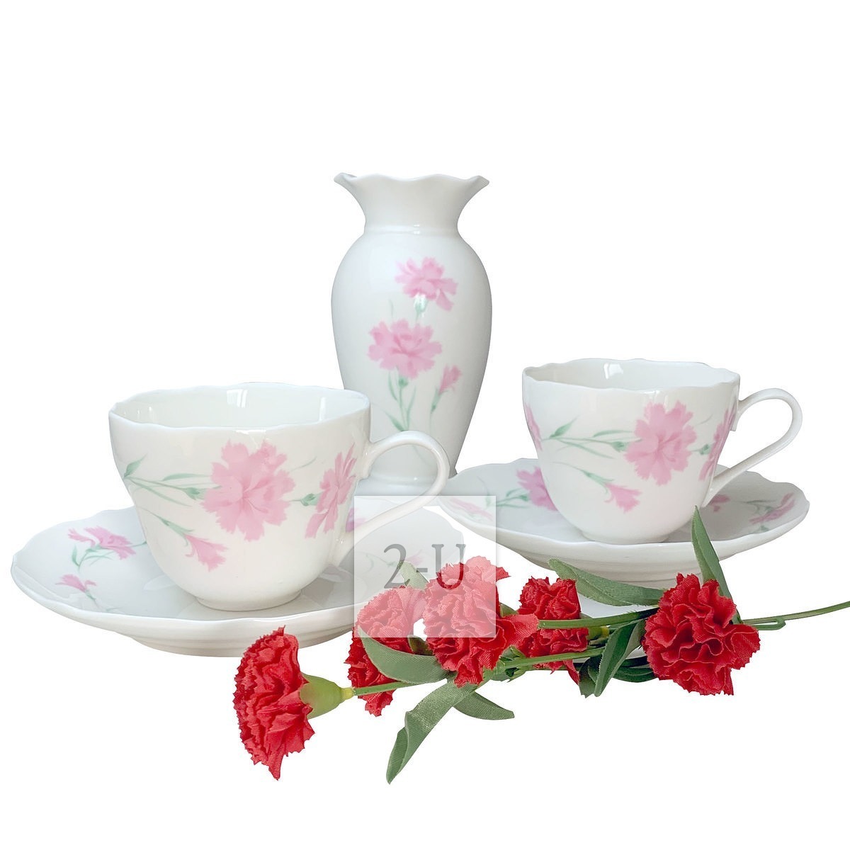 日本工艺品美浓烧 陶瓷花瓶咖啡对杯套装