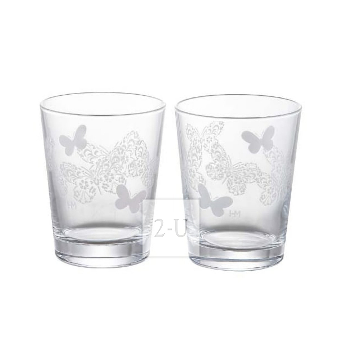 Hanae Mori 森英惠 魔术化蝶变色夫妇杯子蝴蝶玻璃对杯