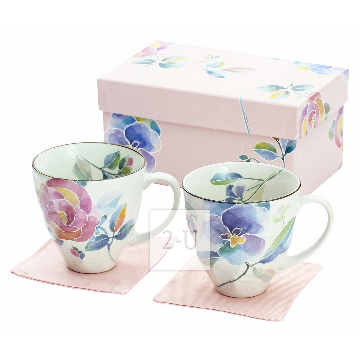 代购 日本 美浓烧 和蓝 花语系列 马克杯对杯套装