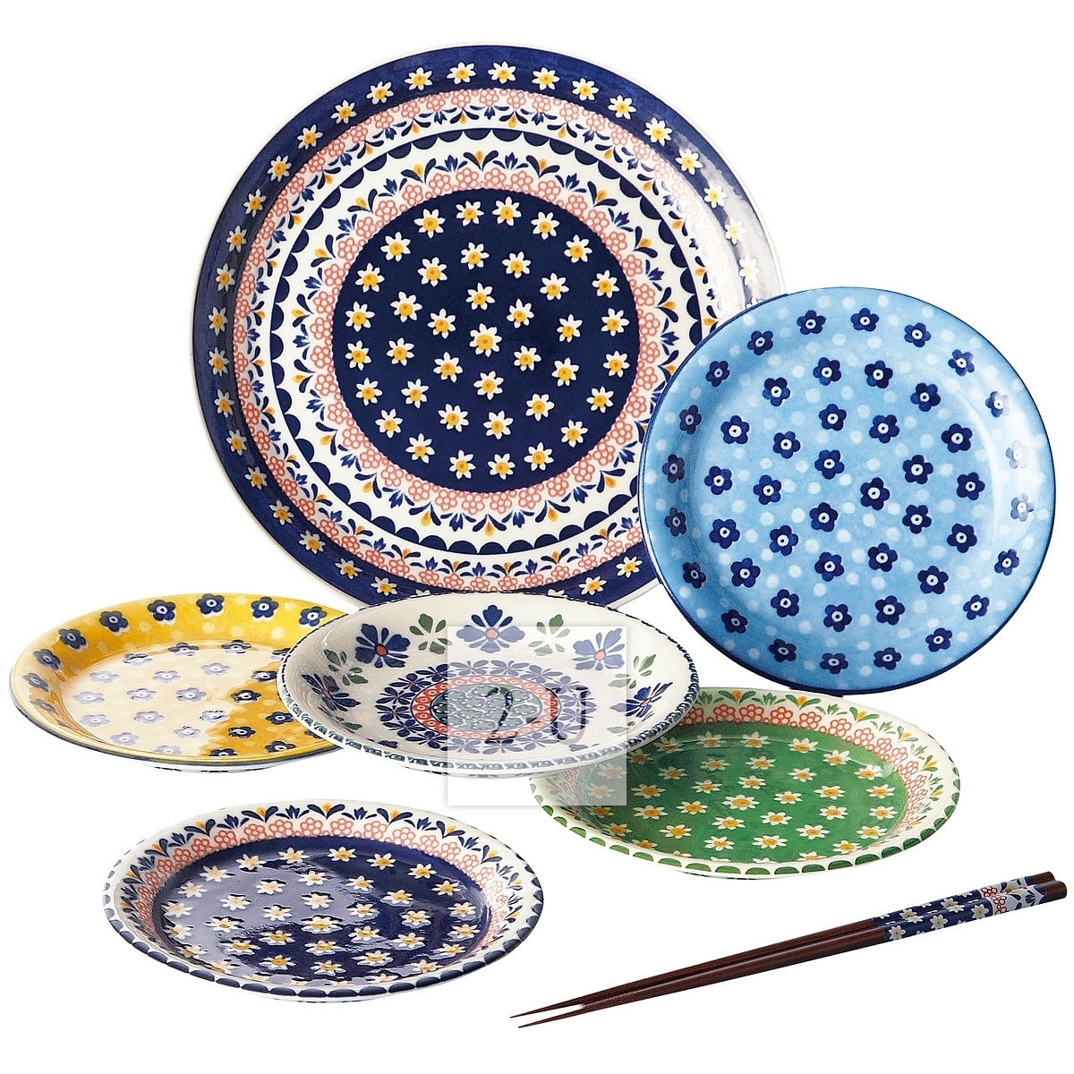 日本美浓烧 PORSKA 欧式复古风格陶瓷盘碟套装