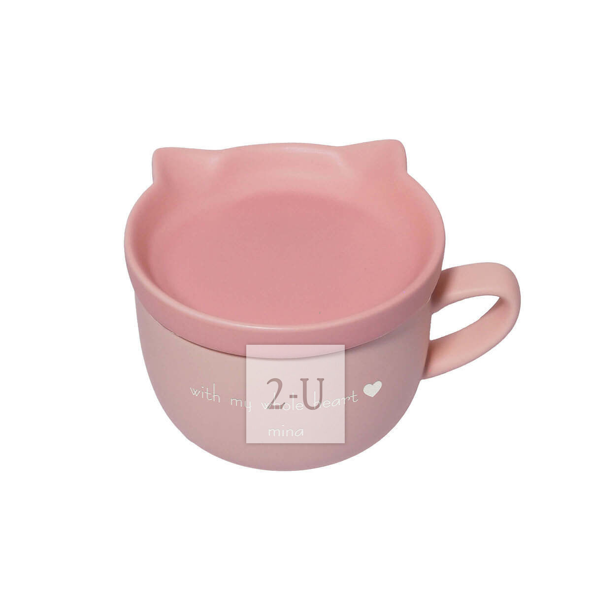 猫咪造型陶瓷杯碟套装 粉色