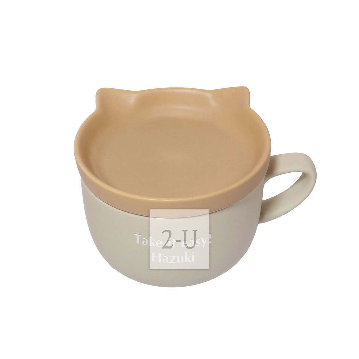 猫咪造型陶瓷杯碟套装 米黄色