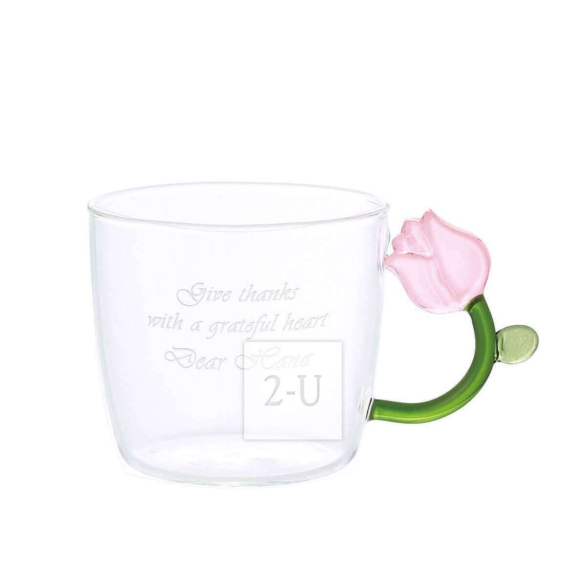 花朵耐热玻璃杯 郁金香DIY定制刻字 刻姓名祝福语 耐热玻璃 马克杯 生日礼物 送女性 母亲节 结婚贺礼 退休赠礼 春季新生活礼品 四叶草 郁金香款