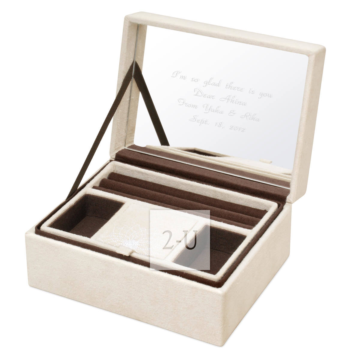 高档刺绣双层首饰盒收纳盒 M