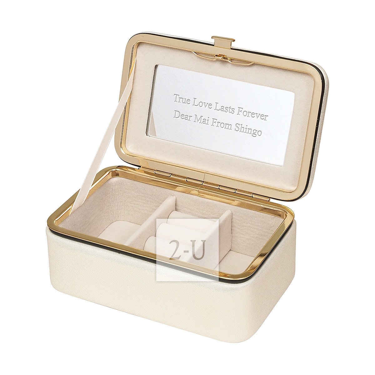 精巧金属边首饰盒 米黄色 S