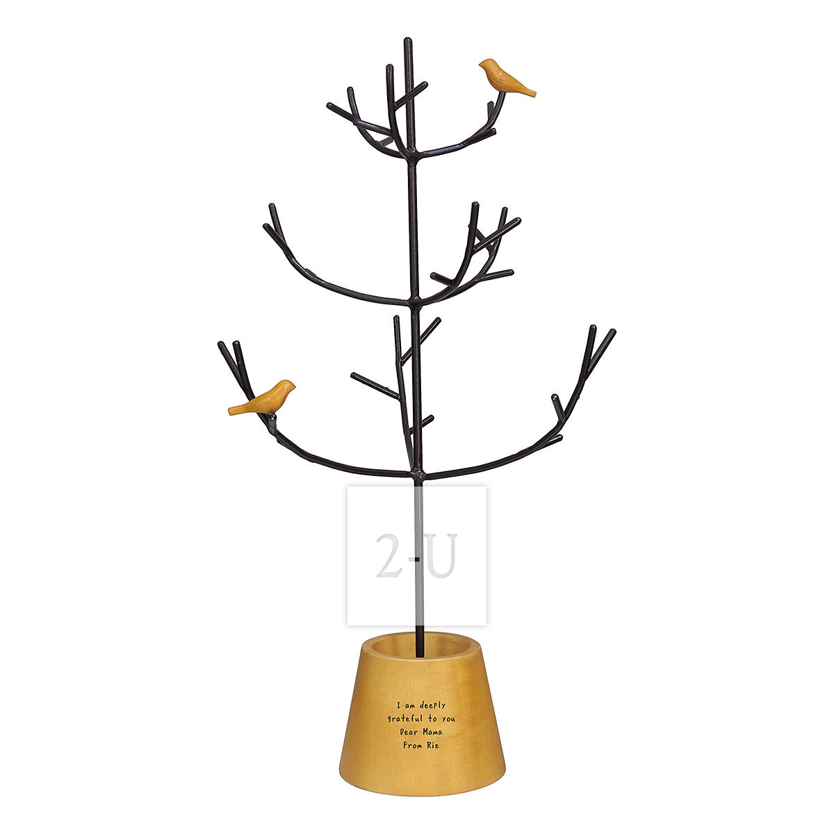 手工制造小鸟树形首饰收纳架首饰树 深色