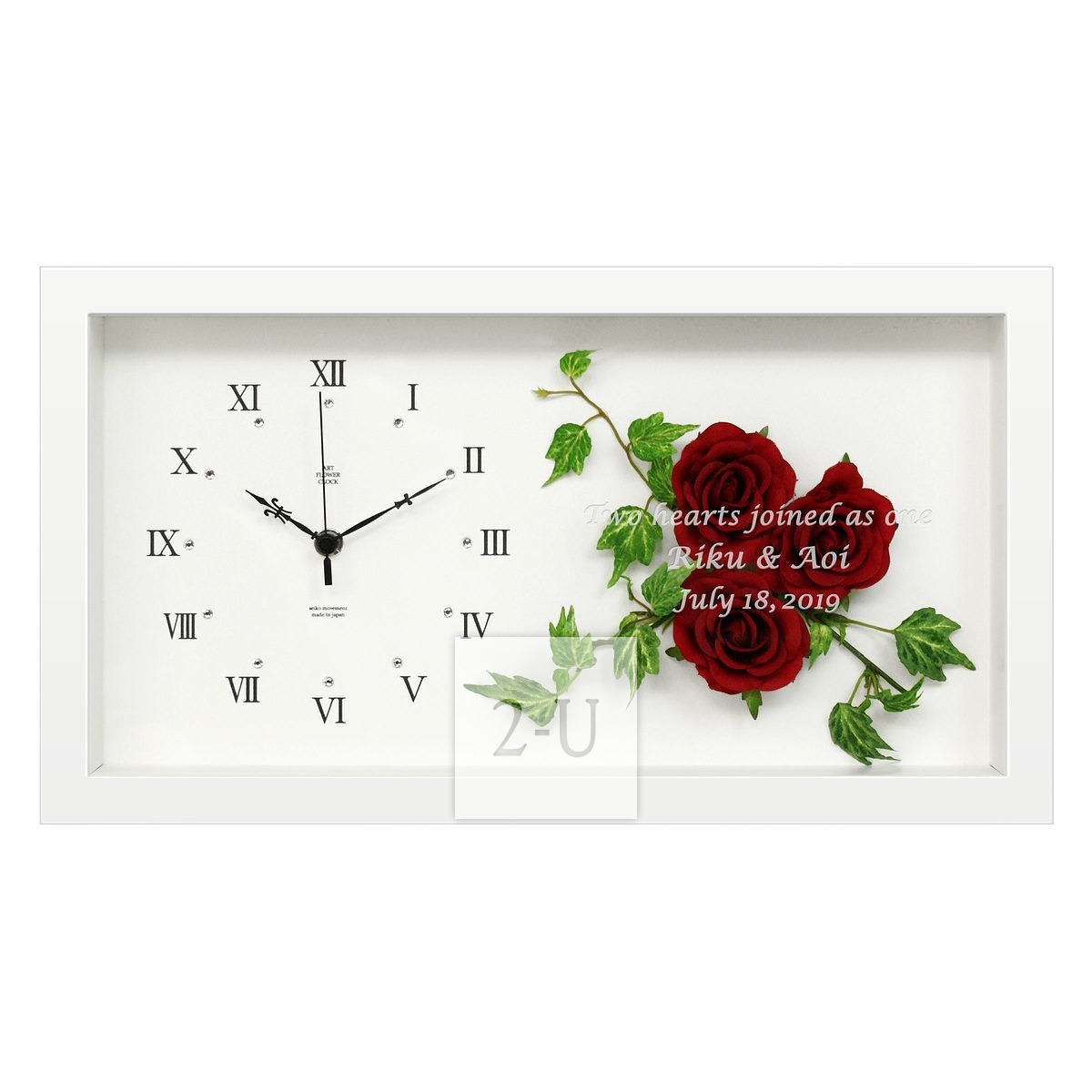 红玫瑰立体装饰画框挂钟