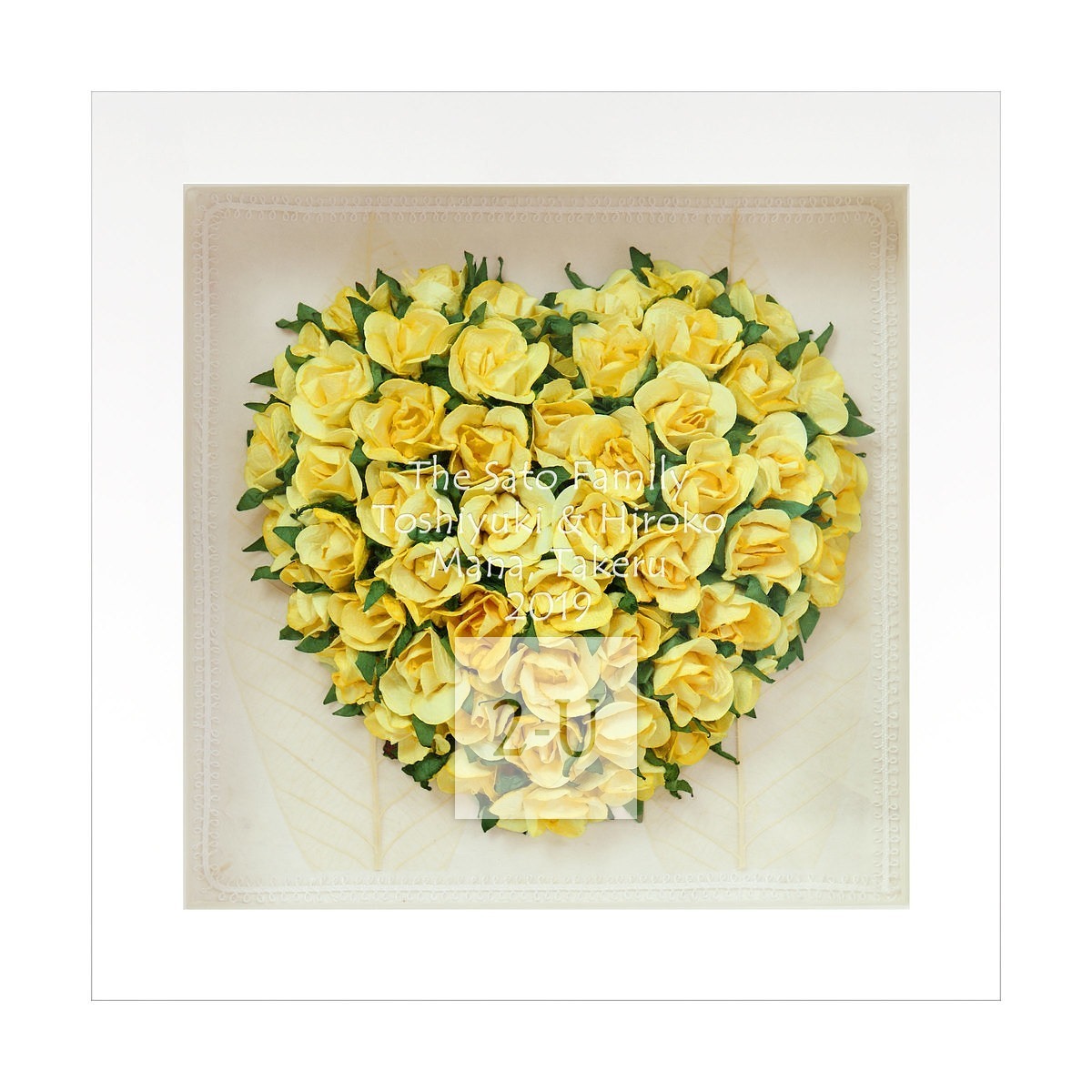心形黄玫瑰立体画框