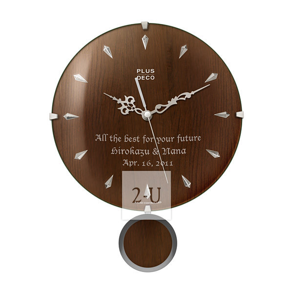 棕色团圆静音电波摆钟