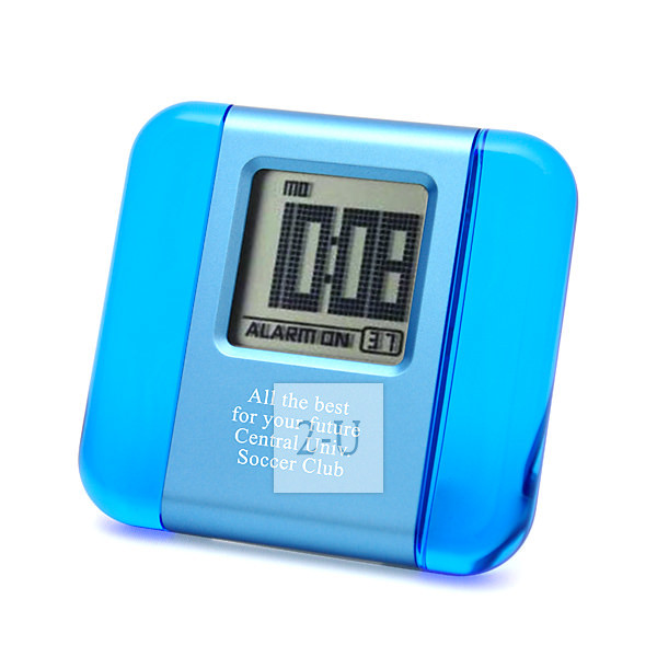 蓝色树脂液晶小闹钟