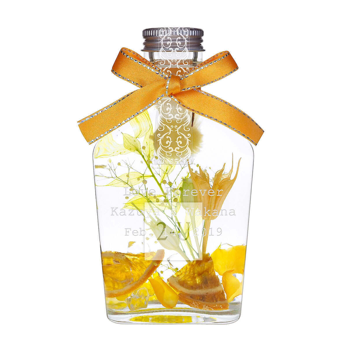 永生花浮游花瓶植物标本瓶（Herbarium） M号 柠檬黄