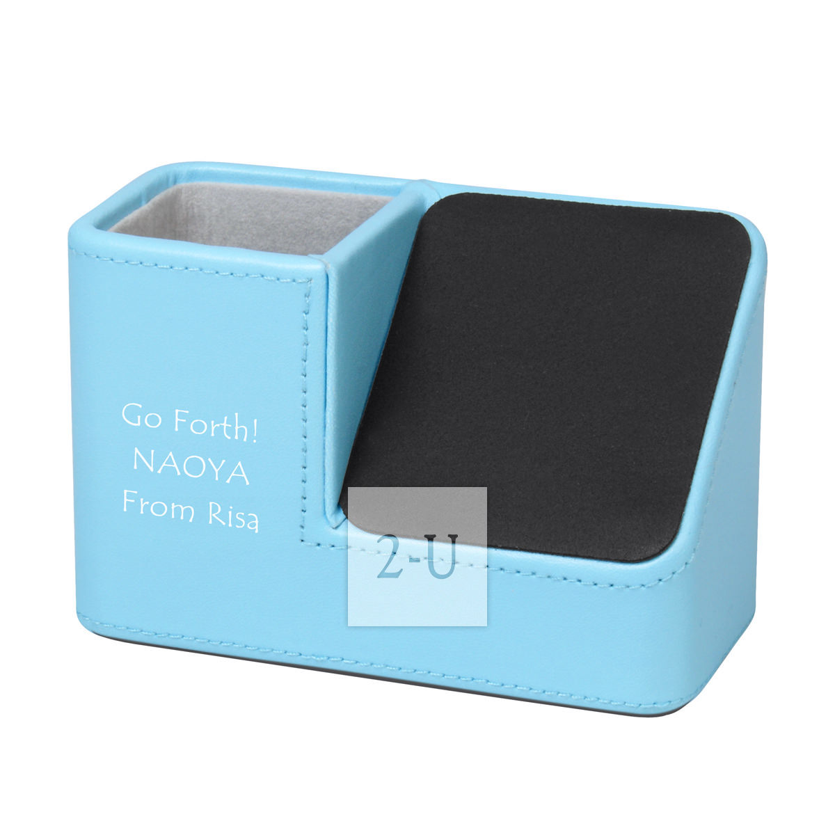 笔筒眼镜收纳盒兼 iPhone 台手机座 蓝色