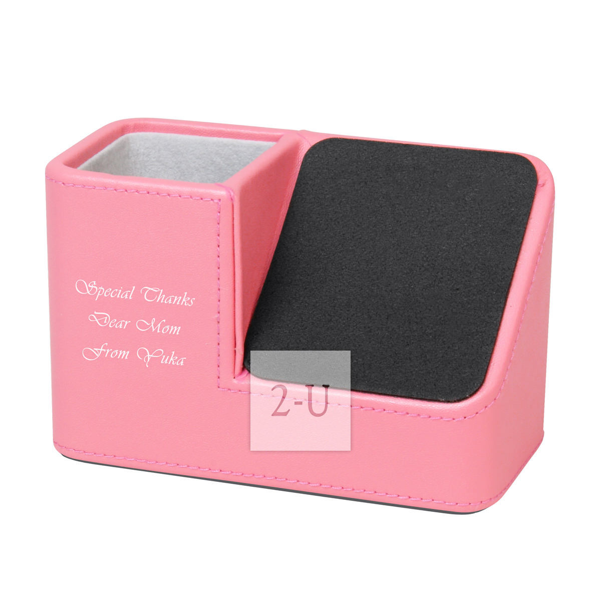 笔筒眼镜收纳盒兼 iPhone 台手机座 桃红色