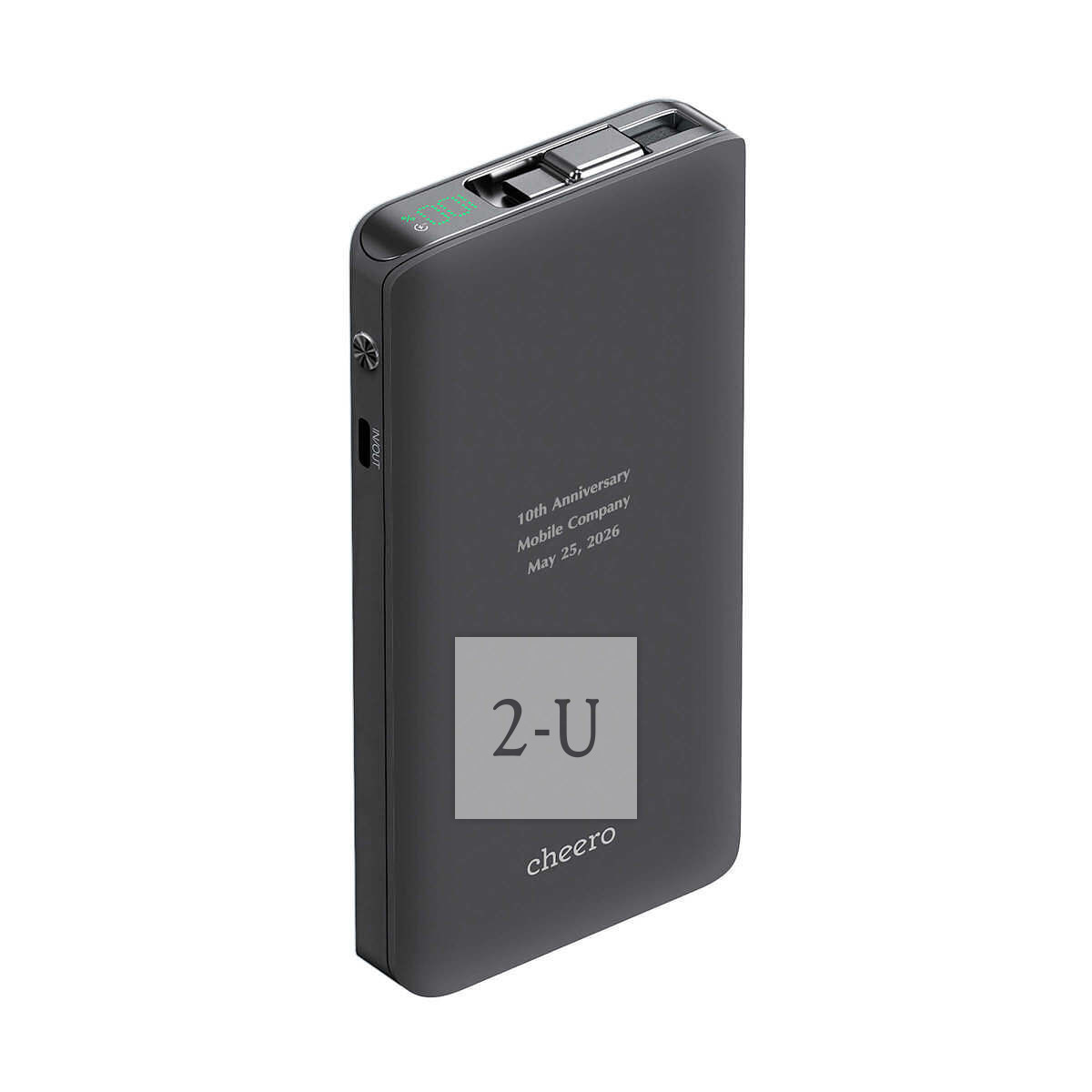 自带线移动电源充电宝 黑色