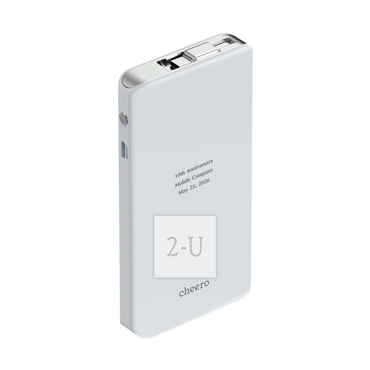 自带线移动电源充电宝 白色