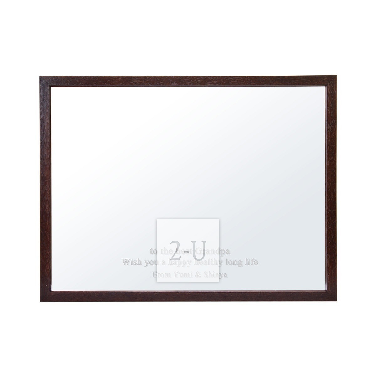 带磁铁镜子 棕色木框宽长方形