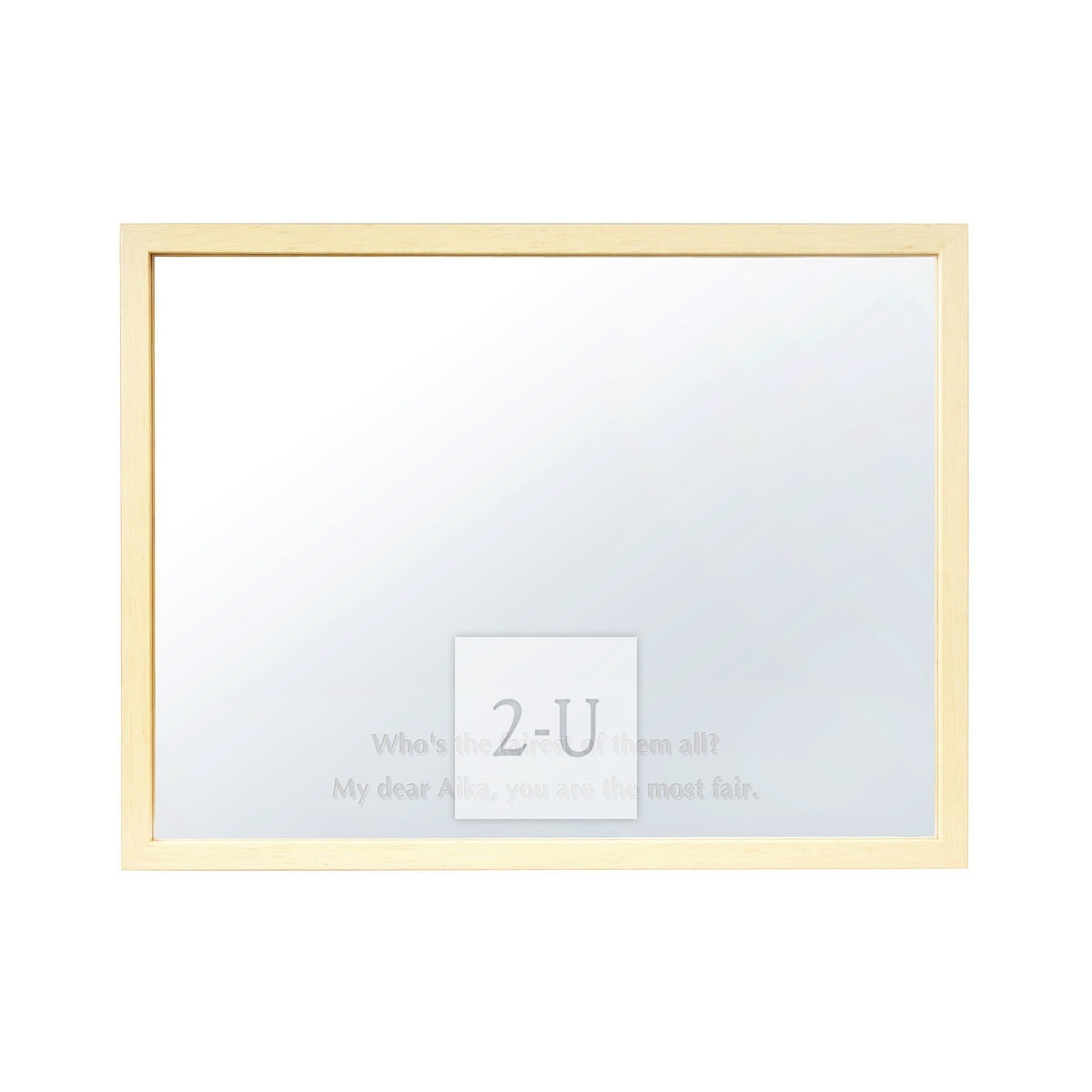 带磁铁镜子 原木色木框宽长方形