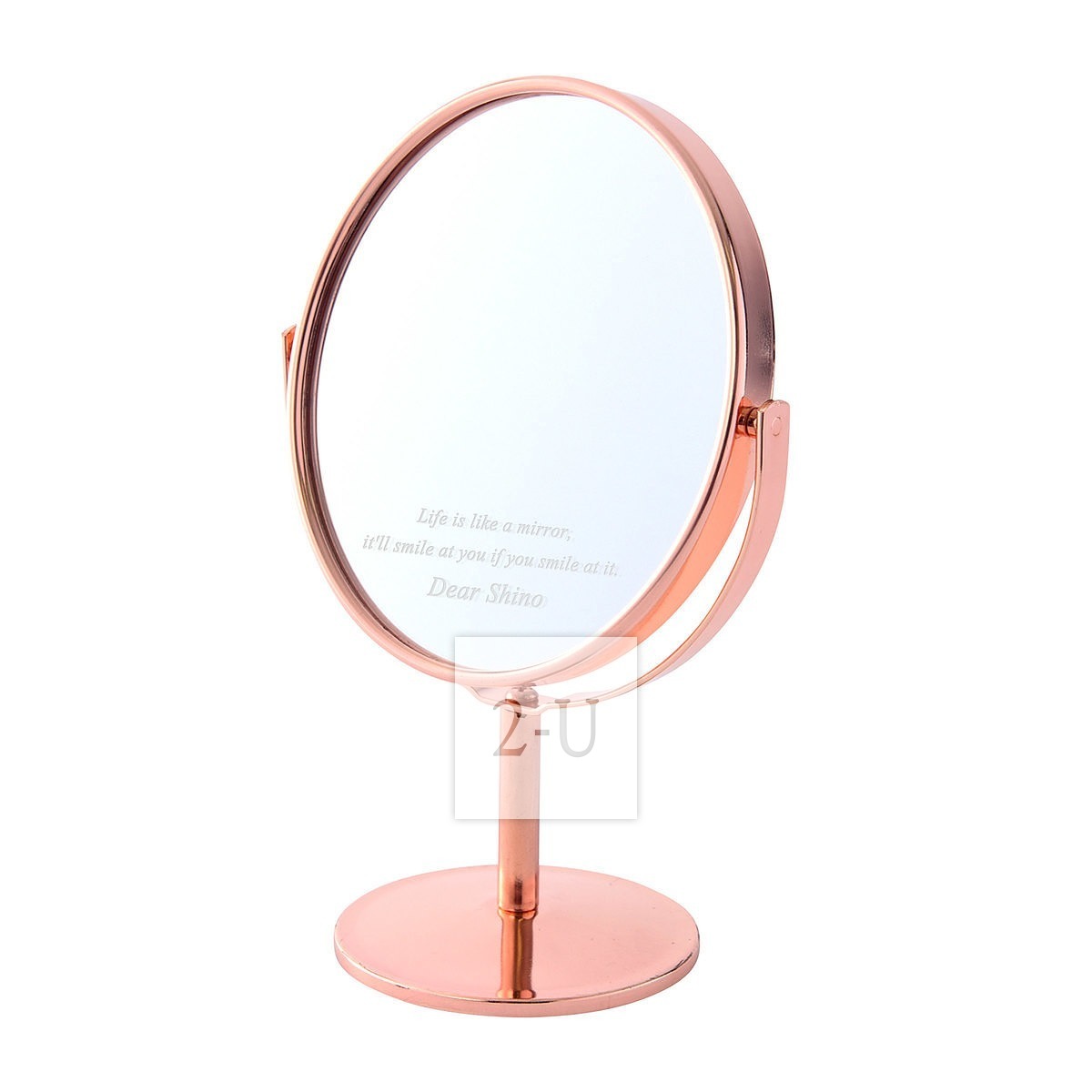日本制 圆形镜子化妆镜 粉红色 放大镜功能