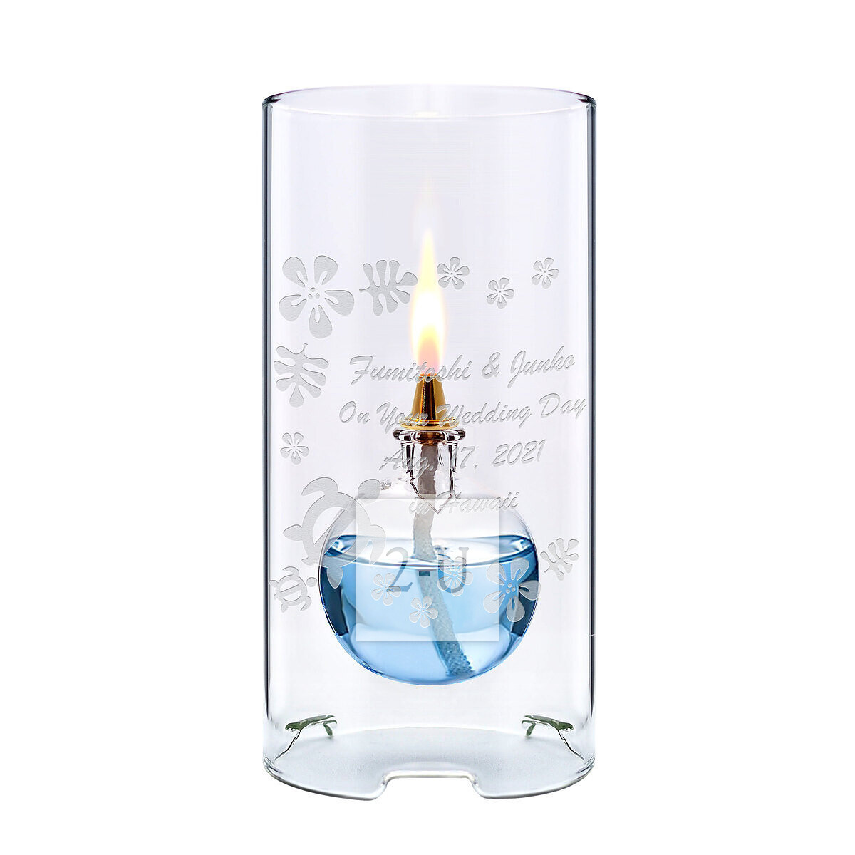 玻璃油灯 蓝色球