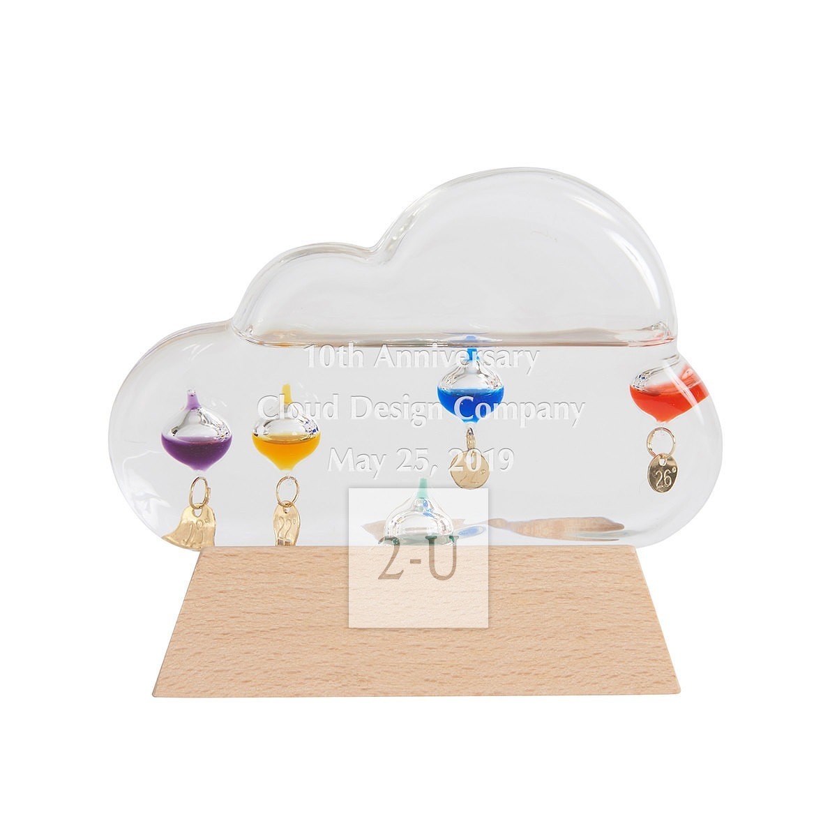 个性化伽利略温度计 云朵形 原创定制文字祝福语礼物