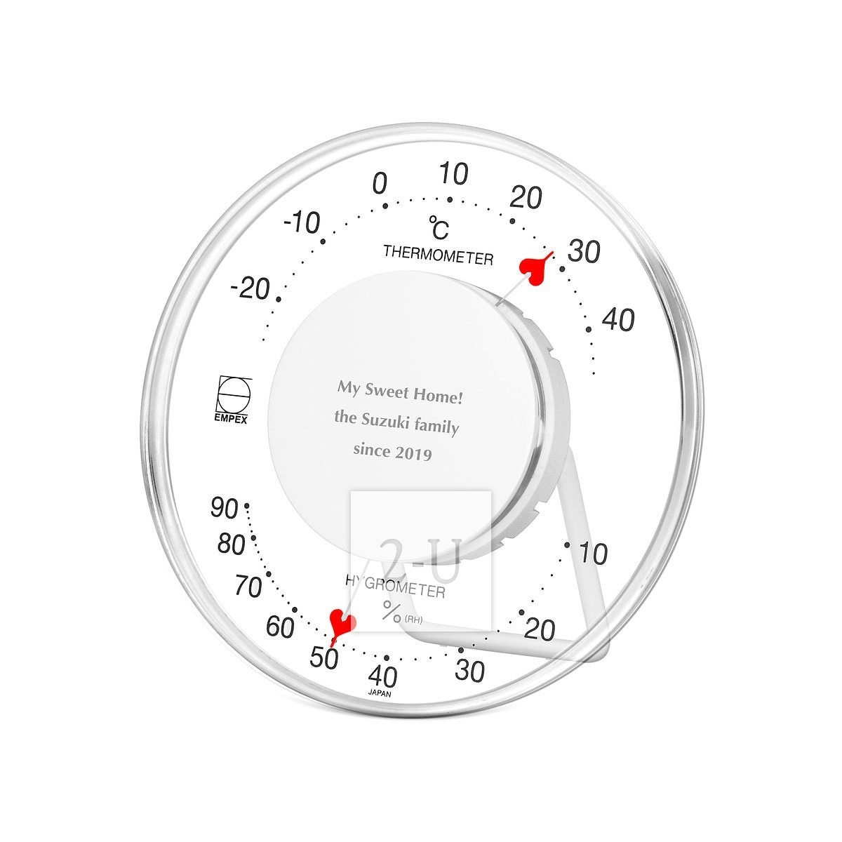 日本新款 温湿度计 双红心 圆形