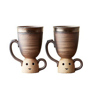 万古烧 金彩 创意陶俑 对杯