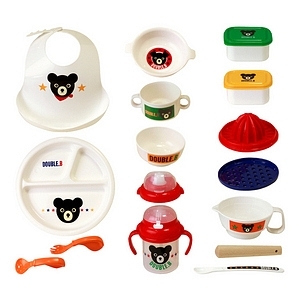 MIKI HOUSE 婴幼儿餐具2段最齐全套装礼盒 含研磨器水杯饭兜包