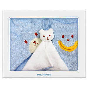 MIKI HOUSE 婴幼儿浴袍浴巾毛巾礼盒套装 淡蓝