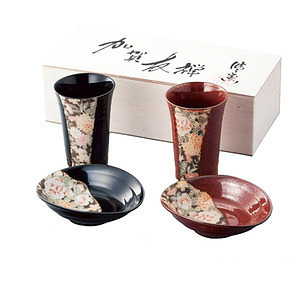 加贺友禅 夫妻情侣碗筷杯子8件套