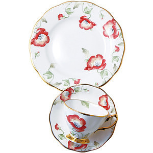 英国皇家道尔顿 Royal Albert 百年纪念 1970年 骨瓷金边咖啡杯子西餐盘套装