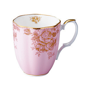 英国皇家道尔顿 Royal Albert 百年纪念 1960年 玫瑰骨瓷金边马克杯