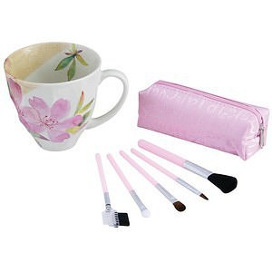 花香 陶瓷马克杯 附化妆工具礼包