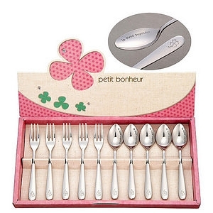 幸运草 不锈钢咖啡勺叉子调羹套装 10P