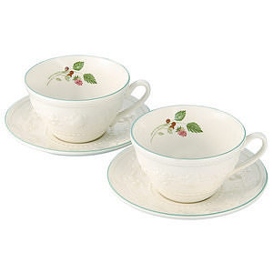 韦奇伍德 Queen's Ware Collection Festivity 陶瓷咖啡对杯杯对碟