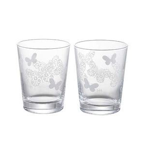 森英惠 魔术化蝶变色夫妇杯子蝴蝶玻璃对杯