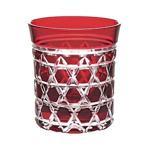 江户切子 手工刻花酒杯 红色