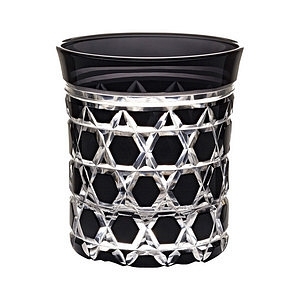 江户切子 手工刻花酒杯 黑色