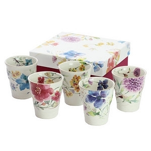 和蓝 花水彩 釉下彩陶瓷杯子/茶杯/水杯/酒杯套装