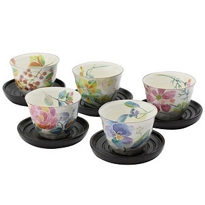 花语 煎茶茶杯茶托套装