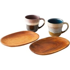 日式朴实风格情侣夫妻对杯相思木盘套装礼盒