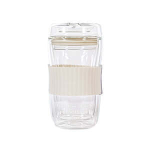 带盖玻璃双层隔热随行杯 象牙白