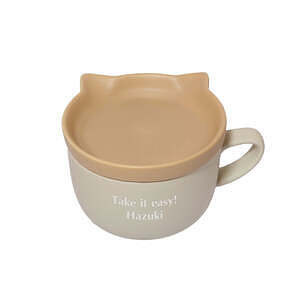 猫咪造型陶瓷杯碟套装 米黄色