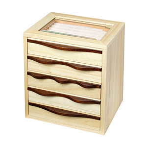 多层木质首饰盒 原木色 S